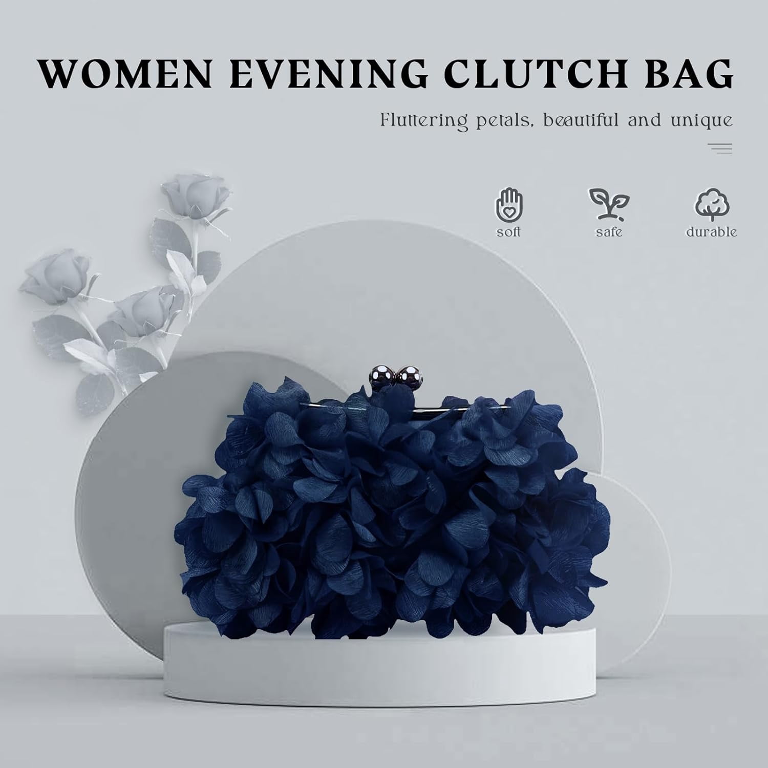 Women Clutch Evening Bag Small Floral Purses with Chain for Wedding, Party, Prom
