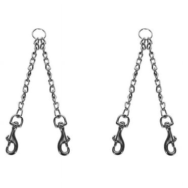 2X Double Dog Coupler Twin Lead 2 Way for Two Pet Walking Leash Safety Chain