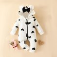 thumbnail image 2 of Kwasome Kid Rompers For Girls Boys Girls Long Sleeve Heart Prints Hooded Romper Warm Jumpsuit Black Adorable Kid Rompers For Girls 9-12 Months, 2 of 4