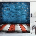 thumbnail image 1 of Ambesonne Prehistoric Country Shower Curtain, Rustic Wooden, 69"Wx75"L, Pale Grey Blue Orange, 1 of 3