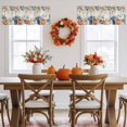 thumbnail image 5 of Pumpkin Eucalyptus Leaf Valances for Windows, 54 x 18in, Thanksgiving Fall Plant Linen Rod Pocket Kitchen Valance Curtain Light Filtering Window Treatments for Living Room Bedroom, 1 Panel, 5 of 7