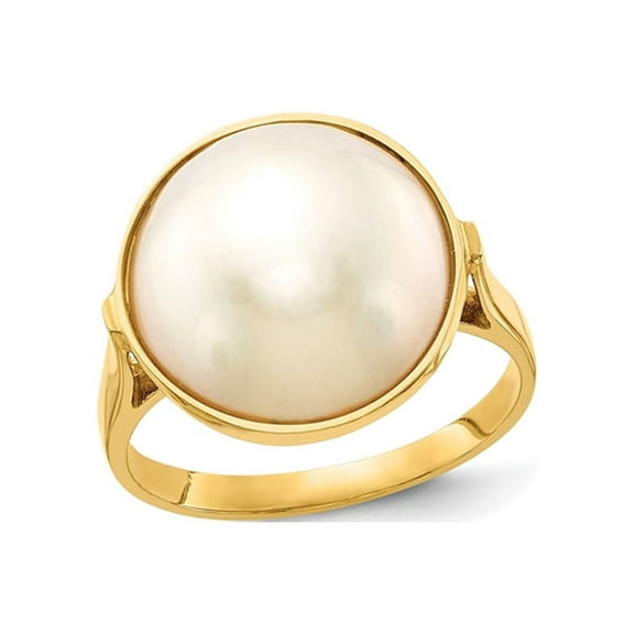 14K Yellow Gold 13-14mm Saltwater Cultured Mabe Pearl Ring