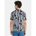 thumbnail image 2 of Beetlejuice, Mens Graphic Print Rayon Shirt, Stripe Pattern, Sizes XS-3XL, 2 of 5