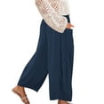 thumbnail image 5 of Summer Savings 2024! TAGOLD Womens Summer Pants,Women Cotton Linen Solid Casual Pant Loose Comfy Solid Drawstring Wide Leg Crop Trousers With Pockets, 5 of 5