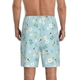 thumbnail image 3 of Kdxio Bee Flower Print Mens Sleep Shorts Bottoms Soft Comfy Pajama Wear Pants with Drawstring Pockets, 3 of 7