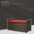 thumbnail image 5 of 40 Gallon Outdoor Storage Bench Rattan Deck Box Patio Steel Frame Wicker Storage Container with Cushion, Red NPT-900004$$Garden & Patio, 5 of 6