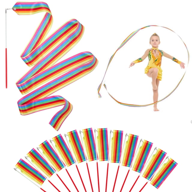 Cintas de baile HiUnicorn Rainbow para fiestas, 12 unidades, para niños