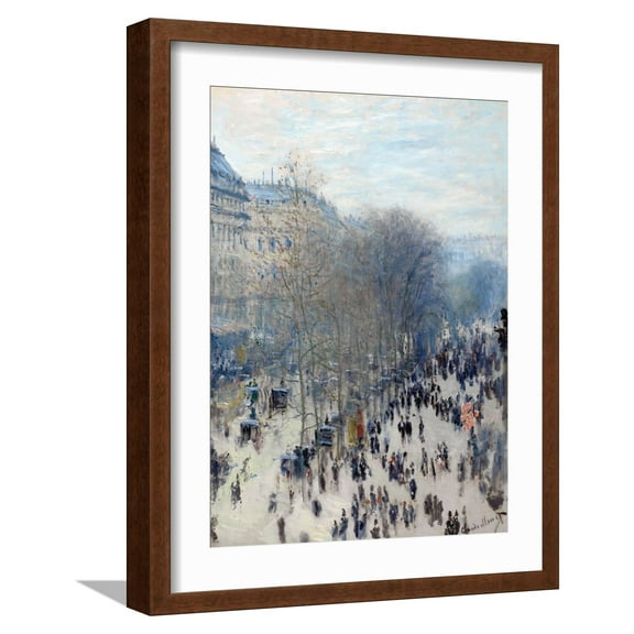 Art.com Boulevard Des Capucines Giclee Print by Claude Monet, Brown Frame Wall Art, 17" x 21"