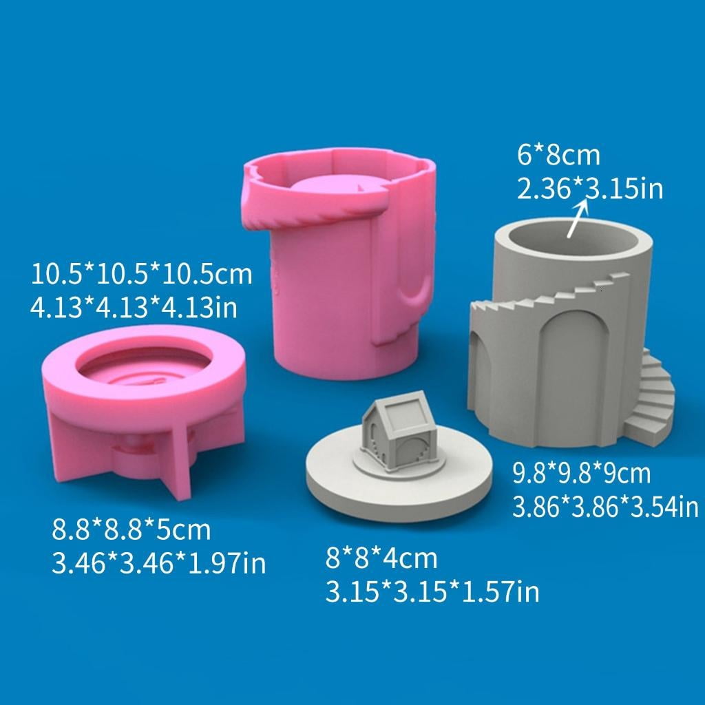 Osdhezcn DIY Castle Storage Box Silicone Mold with Lid 3D Concrete Casting Mold DIY Candle Holder Mold Flower Pot Making Supplies