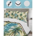 thumbnail image 3 of Full Size Quilt Bedding Set, Tropical Plant Reversible Summer Quilt 3 Pieces, Summer Watercolor Boho Green Palm Tree Beige Lightweight Bedspreads Coverlets with 2 Pillow Shams for All Seasons, 3 of 5