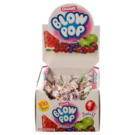 New 335329  Charms Blow Pops 100 Ct Assorted Display (100-Pack) Pops Cheap Wholesale Discount Bulk Candy Pops Blow Pops