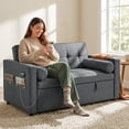 thumbnail image 2 of HOMCOM Sofa Bed, Pull Out Sleeper Couch with USB Ports, Linen Upholstery, 2 of 10