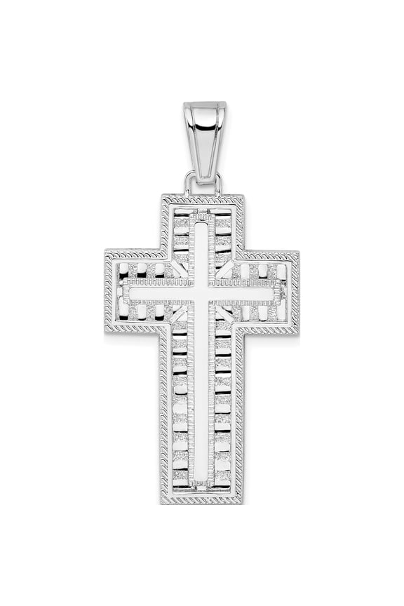 Sterling Silver Beaded Edge And Center Latin Cross Pendant - Jbsp