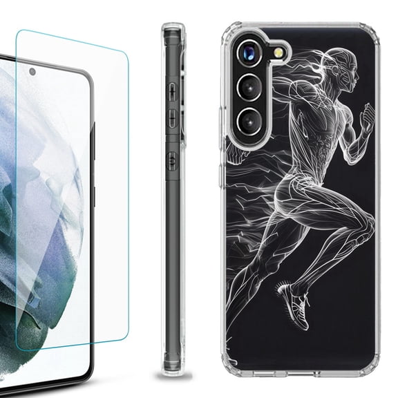 OneToughShield ® for Samsung Galaxy S23  S23 Plus 5G Shockproof Bumper Phone Case, with Tempered Glass Screen Protector - Runner