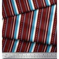 thumbnail image 3 of Soimoi Red Rayon Fabric Dot & Stripe Decor Fabric Printed Yard 56 Inch Wide, 3 of 5