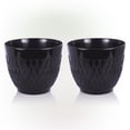 thumbnail image 3 of Alpine Corporation 15" x 12" Stone-Look Planters with Drainage Holes, Black, Set of 2, 3 of 13