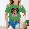 thumbnail image 2 of Curuila Kid Girls Tops Cartoon Print Crew Neck Short Sleeve Tee Summer Casual Loose T Shirt Green Size 10-12 Years, 2 of 4