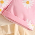 thumbnail image 7 of Bobifish Toddler Girls Outfit Sets Ribbed Knit Short Sleeve T Shirt And Flower Print Suspenders Shorts Summer Kids Girls Sets, 7 of 7