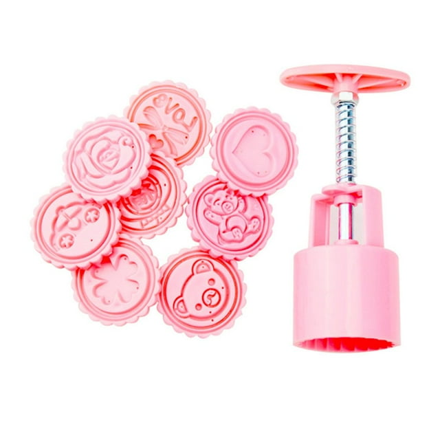 50g Pastry Cake Mold Cookies Mooncake Baking Mould 8 Pcs Cartoon Pattern Stamps