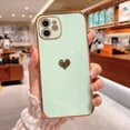 thumbnail image 2 of Phone Cases for iPhone 11 6.1" Cute Cases Plating Love Heart Side Print Design Luxury Screen Camera Protection Anti-Fall Shockproof Soft TPU Bumper Electroplated Silicone Cover, 2 of 11