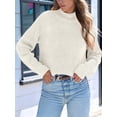 thumbnail image 4 of Women High Neck Oversized Sweaters Batwing Long Sleeve Pullover Loose Chunky Knit Jumper Apricot S, 4 of 8