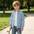 thumbnail image 6 of Busydd Boys and Girls Corduroy Jacket 4-15 Years Casual Solid Color Long Sleeve Fall Jacket Trendy Ribbed Zip Up Stand Collar Jacket Outerwear, 6 of 9
