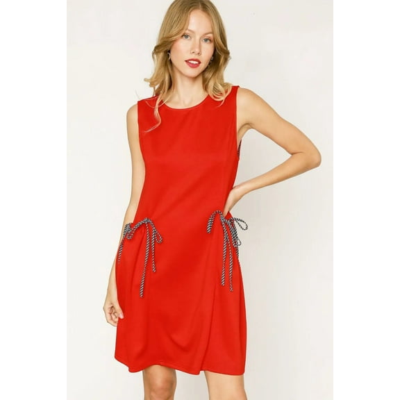 Umgee Round Neck Sleeveless Tank Dress with Pockets