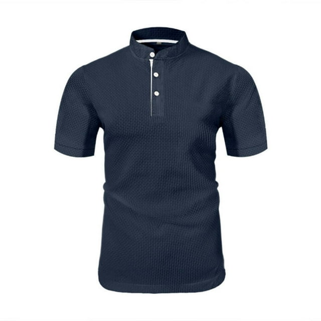 pstuiky camisetas para hombre, Camiseta informal de manga corta con botones y solapa de color liso para hombre ropa de hombre xxxl
