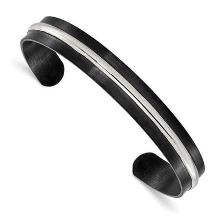 Auriga Fine Jewelry Stainless Steel Brushed and Polished Black IP-plated 10mm Bangle
