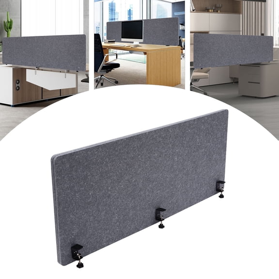 Double-Layer Desk Divider, Polyester Soundproof Privacy Panel, Clamp-On Table Mount for Office