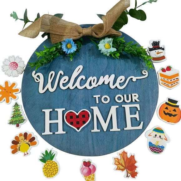 Welcome Sign Set Handmade Bowknot Halloween Door Sign Christmas Hanging Sign