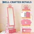 thumbnail image 7 of Garvee Kids Jewelry Armoire Cabinet with Full-Length Mirror & LED Lights, Gilrs Standing Jewelry Organizer, Pink, 7 of 7