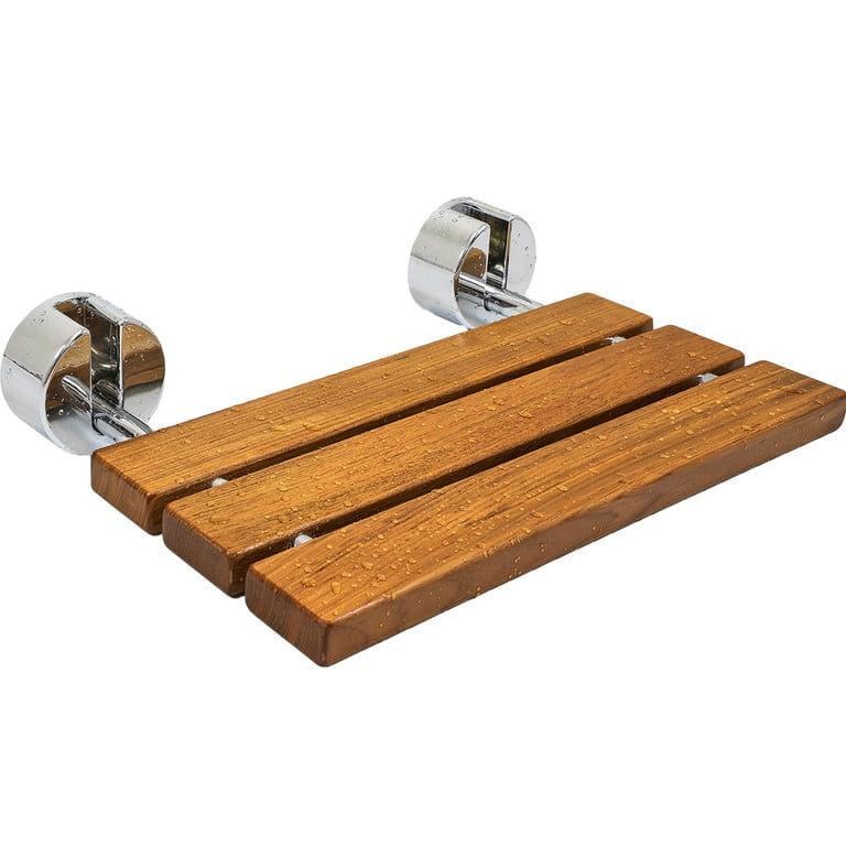 Clevr teak modern folding shower seat bench dark wood deals