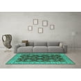 thumbnail image 3 of Ahgly Company Indoor Round Oriental Turquoise Blue Industrial Area Rugs, 4' Round, 3 of 4