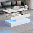 thumbnail image 2 of Noble House Modern Coffee Table with LED & Hydraulic Lift Hidden Storage,Multifunctional Table for Living Dining Office,White, 2 of 18