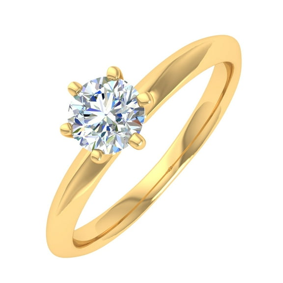 1/2 Carat 6-Prong Set Diamond Solitaire Engagement Ring in 14K Yellow Gold (Ring Size 7)