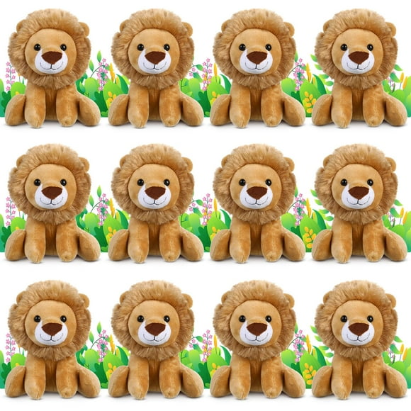 VercanMonth Ensemble Peluche Lion 12 Pcs 6 Pouces Lion Câlin Animal en Peluche Doux Peluche Câline pour Garçons Filles Cadeaux d'Anniversaire Déco de Fête en Forêt
