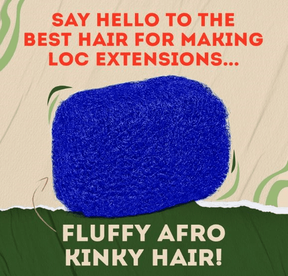 Locsanity Afro Kinky 100% Bulk Natural Human Hair for Braiding, Dreadlock Extensions, Loc Repair, Twists & Braids, 8” Length, 1 oz