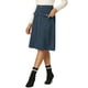 thumbnail image 4 of Falda de ante para mujer INSPIRE CHIC, hasta la rodilla, con botones, bolsillos decorativos, falda en A, M azul oscuro, 4 of 6