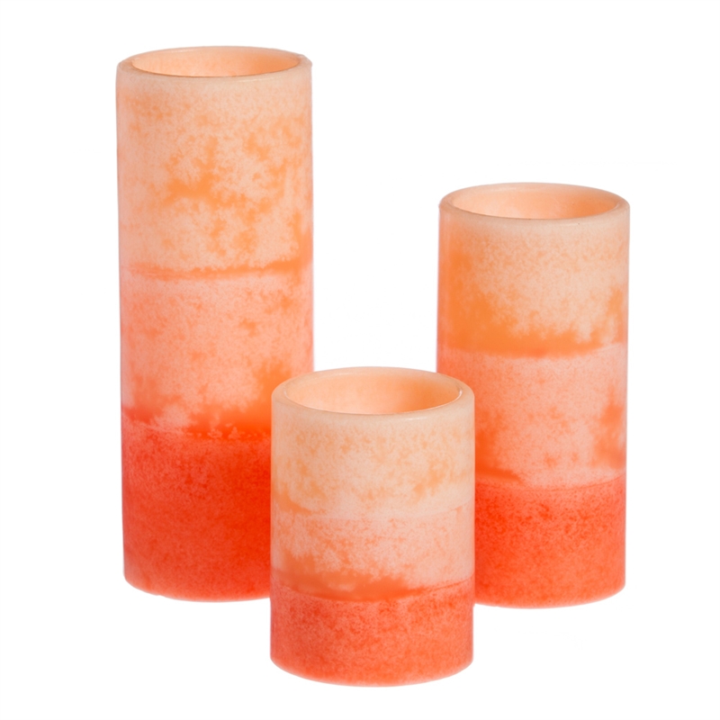 Coral Ombre Battery Operated Flameless LED Wax Pillar Candle w/Remote