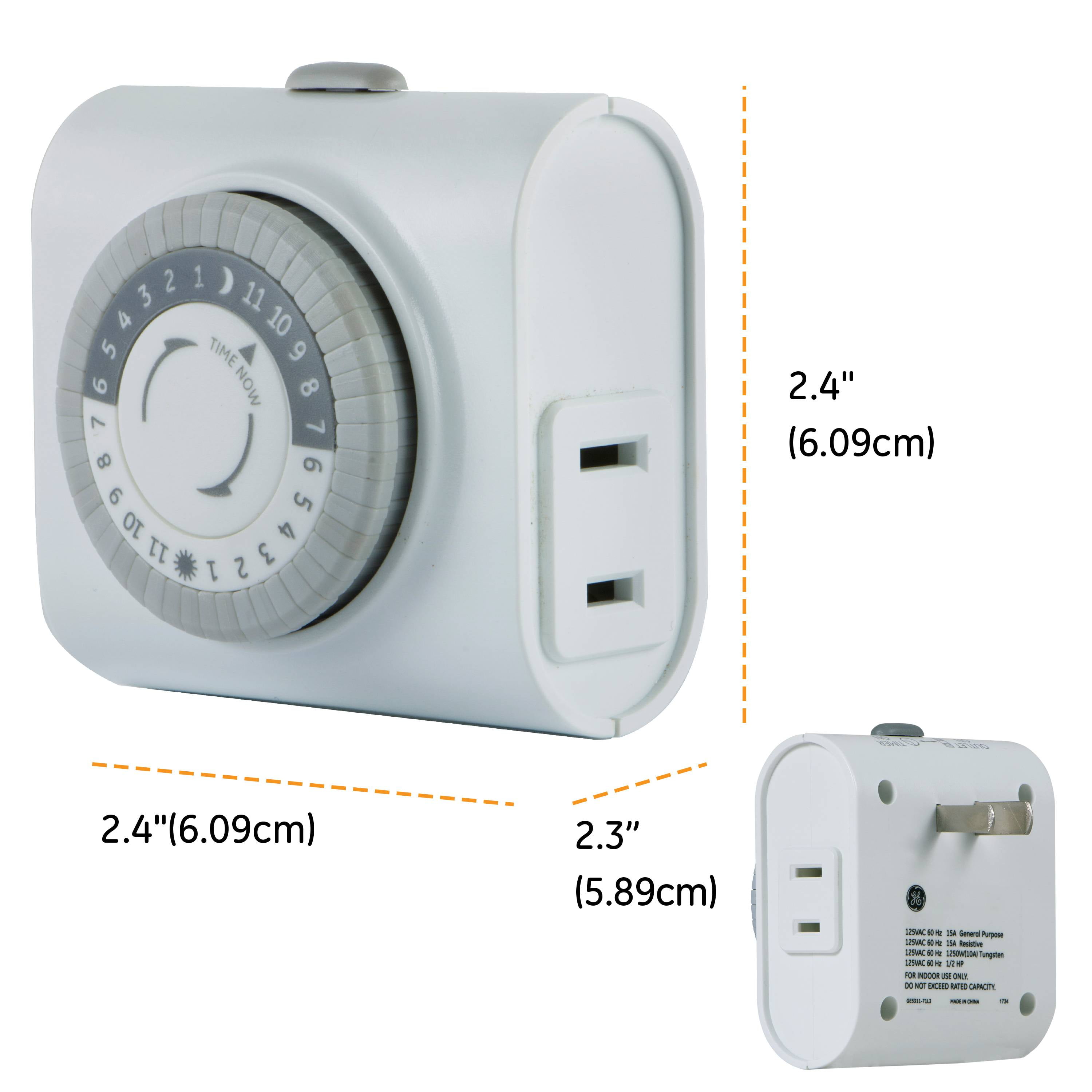 GE 15076 24-Hour Indoor Plug-In Mechanical Timer, 1-Outlet, White