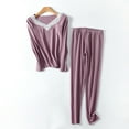 thumbnail image 2 of Oksale Fuzzy Sweatsuits Set Women Plus Size Set 2 Piece Trendy Lace Neck Shirts Loose Cozy Long Pants Warm Winter Outfits Purple XXL, 2 of 6