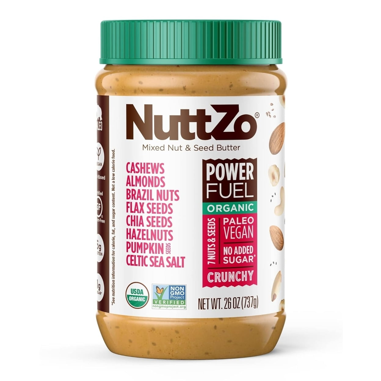 Nuttzo Organic 7 Nut and Seed Butter Power Fuel Crunchy 26 Ounce