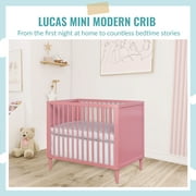 Dream On Me Lucas Mini Modern Crib with Rounded Spindles Pebble Grey