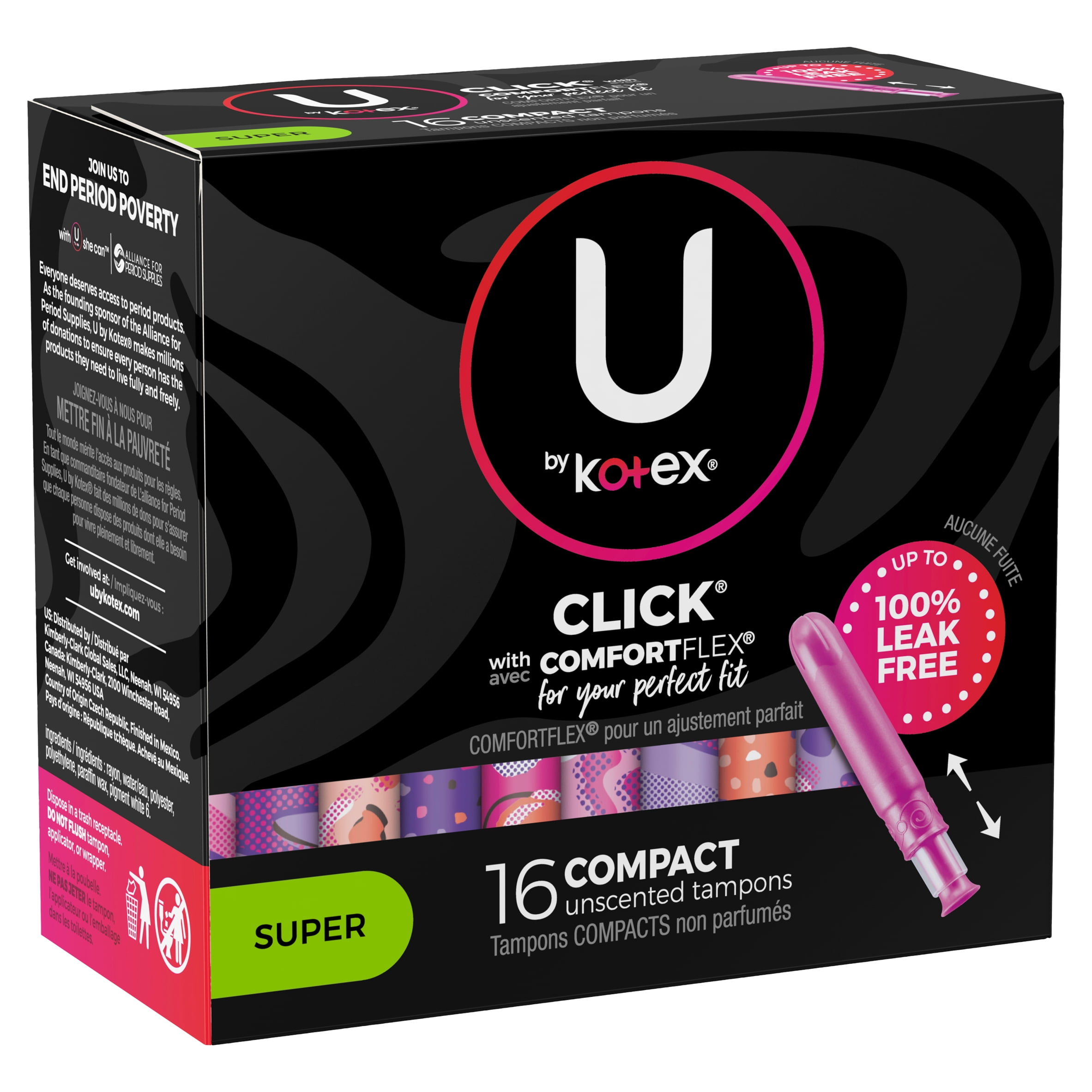U By Kotex Click Compact Tampons Super Unscented 16 Count Walmart Com Walmart Com
