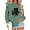 thumbnail image 2 of Casual Print Sweatshirt Long Sleeve Crewneck Pullover Winter Warm Soft Top for Ladies Celebrating St. Patrick's Day,Light Green,XXL, 2 of 5