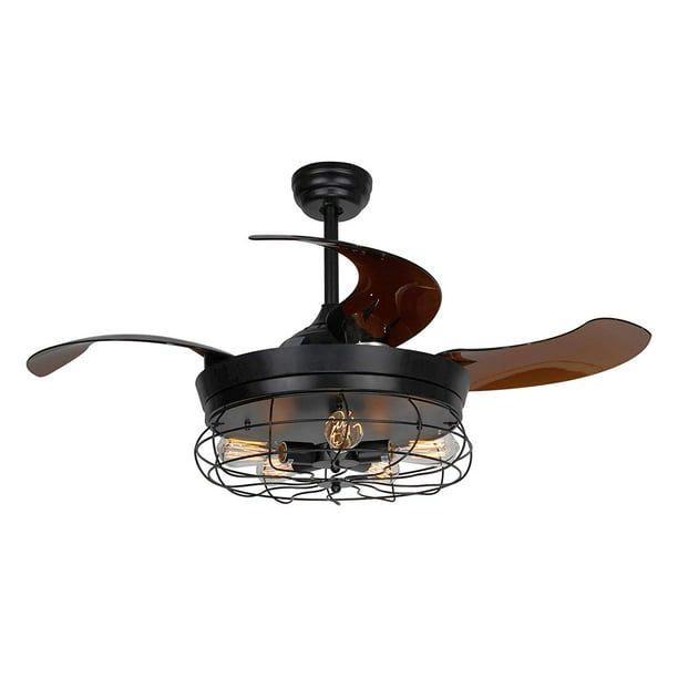 Ceiling Fan With Light 46 Inch, Black Ceiling Fan With Light And Remote Control