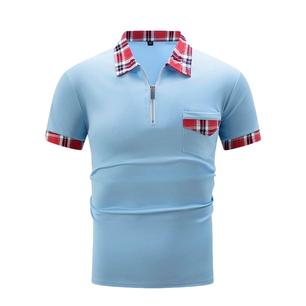 Mens Manga Corta Botón Abajo Camisas Girar Abajo Cuello Empalmado Deportes Superior, Camisa Botón Casual para Hombres