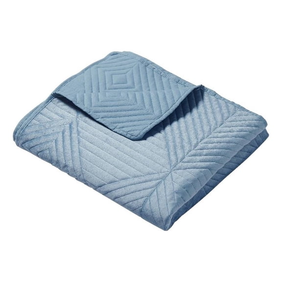 Benjara Ahab 50 x 60" Quilted Throw Blanket with Fill- Dutch Velvet- Spa Blue