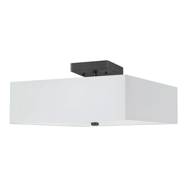 Dainolite Seren 3-Light 180W Tissu Semi Flush Mount Light en Blanc/noir Mat